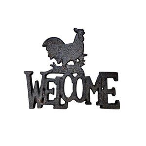 Rooster Welcome Cast Iron Hook Wall Decoration Country Cottage